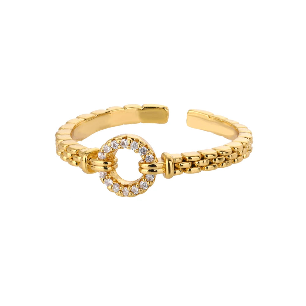 Classic Twist Zircon Stainless Steel Open Ring