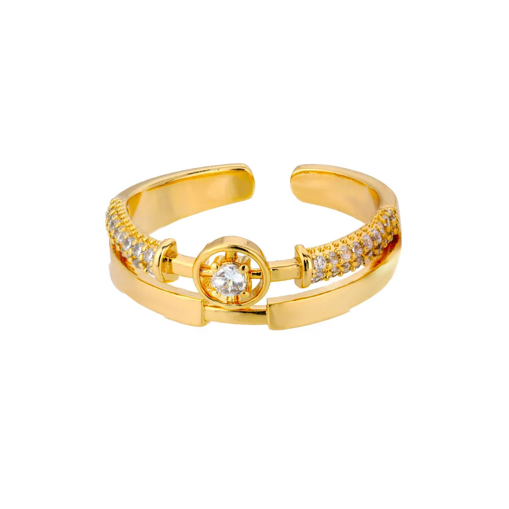 Classic Twist Zircon Stainless Steel Open Ring