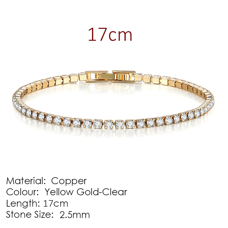 Zirconia Tennis Bracelet – Crystal Thin Chain Jewelry for Women