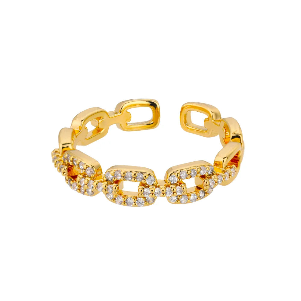 Classic Twist Zircon Stainless Steel Open Ring
