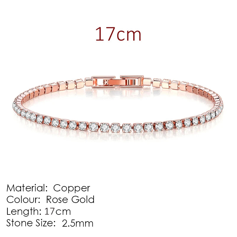 Zirconia Tennis Bracelet – Crystal Thin Chain Jewelry for Women