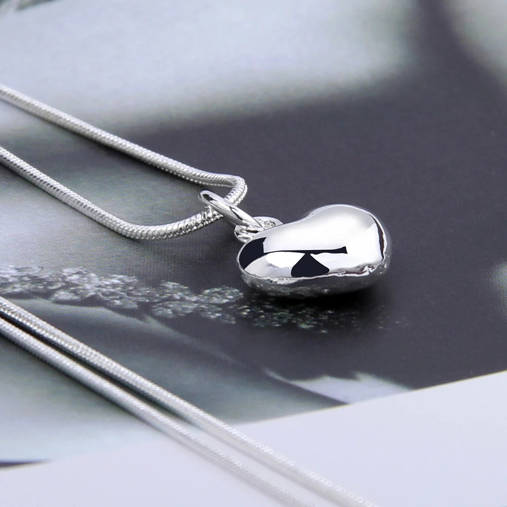 DOTEFFIL Small Heart Pendant Necklace – Silver Snake Chain Jewelry for Women