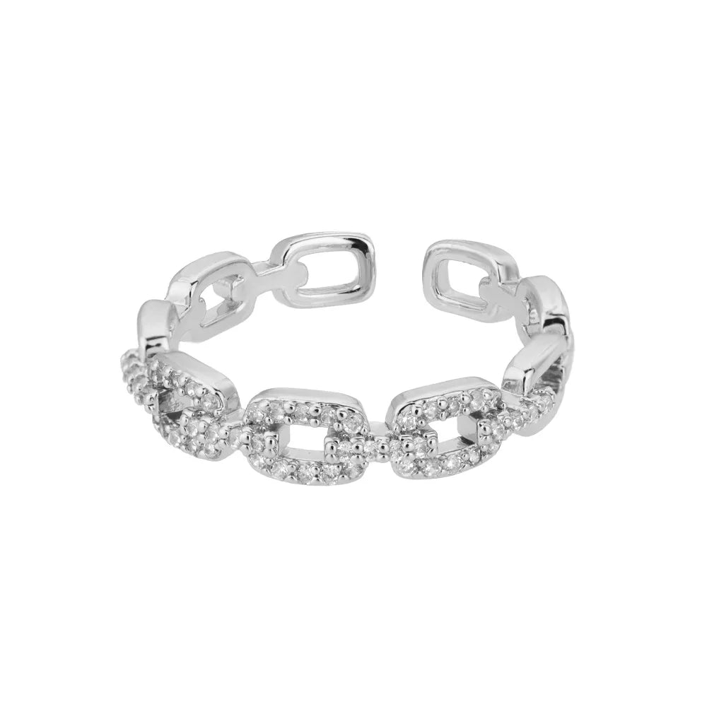 Classic Twist Zircon Stainless Steel Open Ring