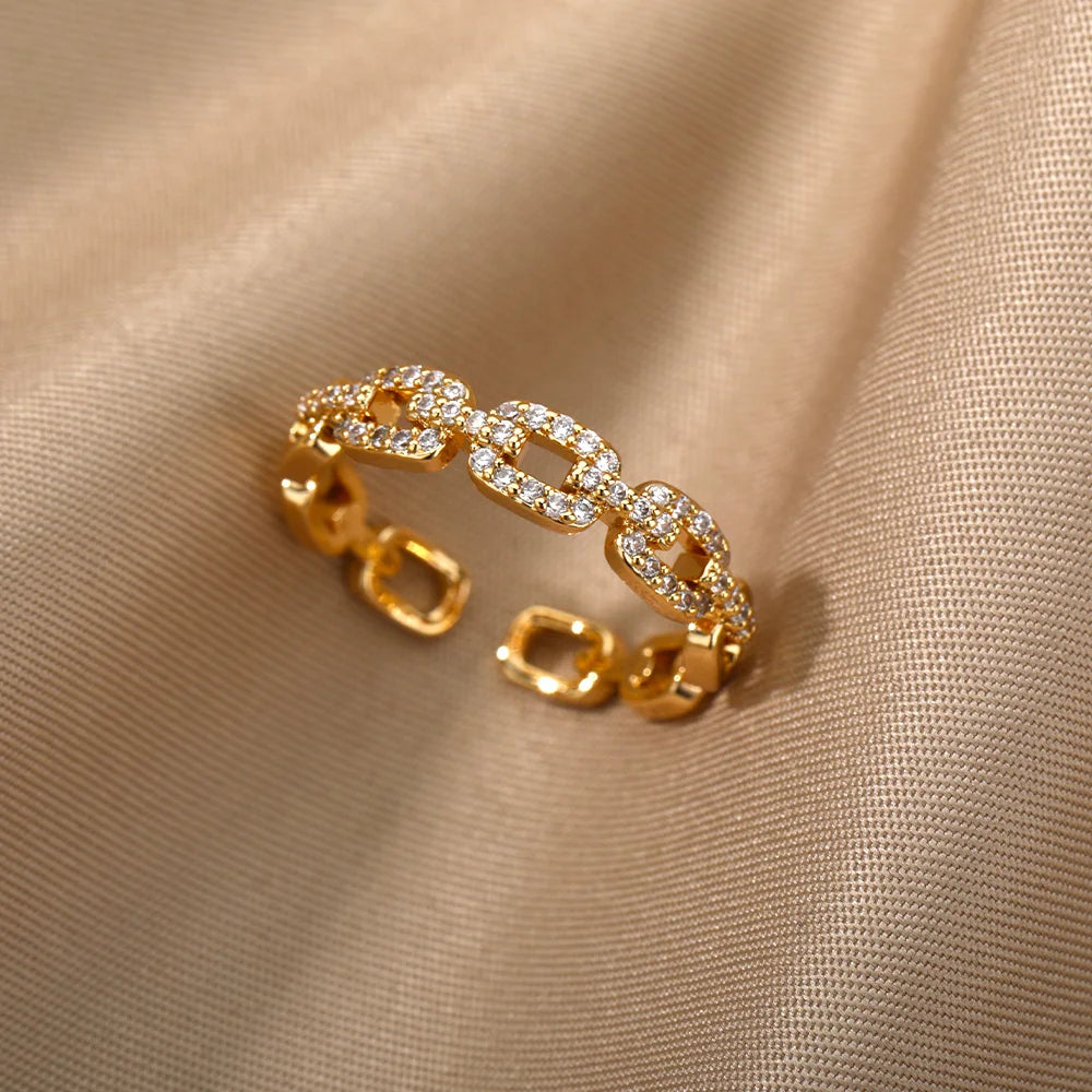 Classic Twist Zircon Stainless Steel Open Ring