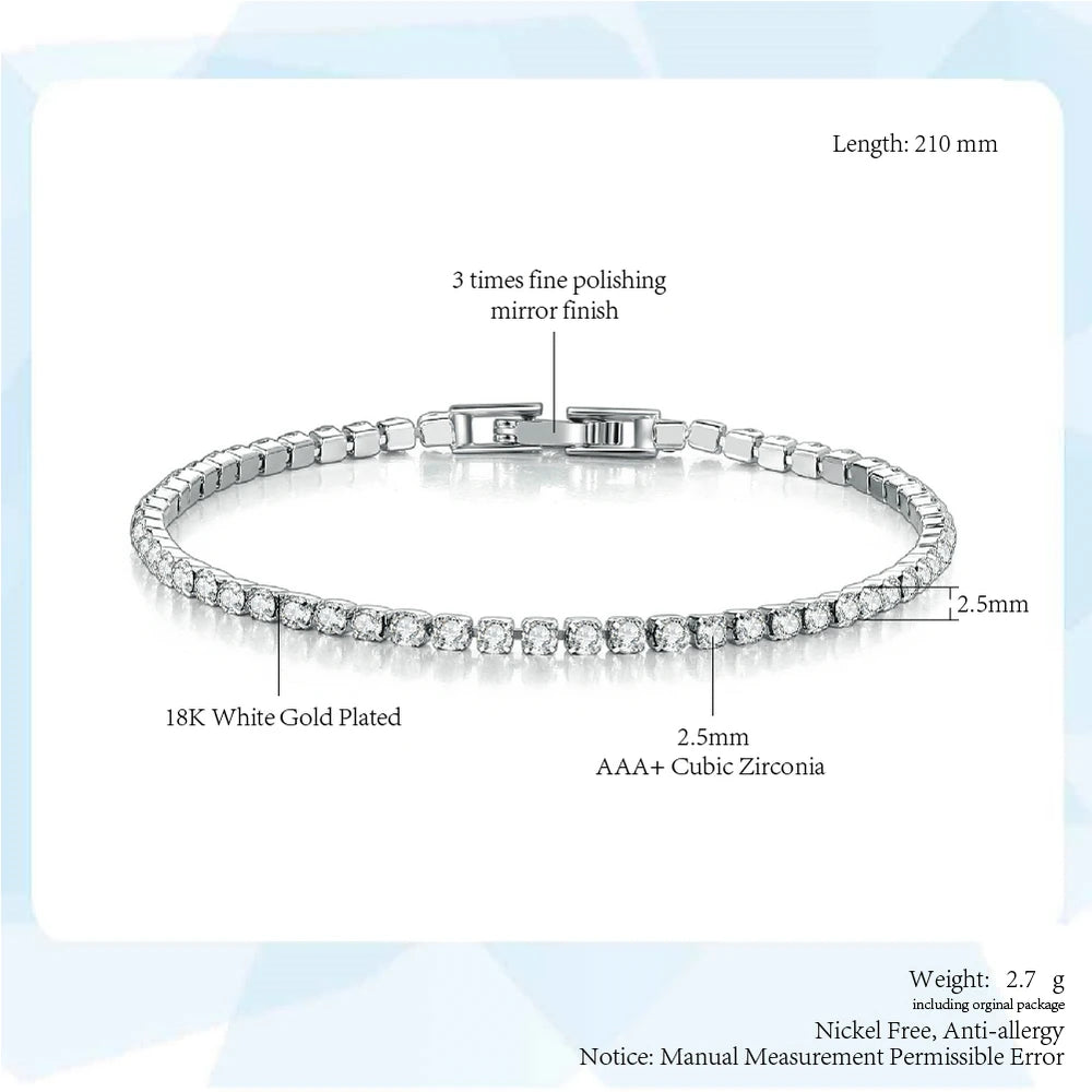 Zirconia Tennis Bracelet – Crystal Thin Chain Jewelry for Women