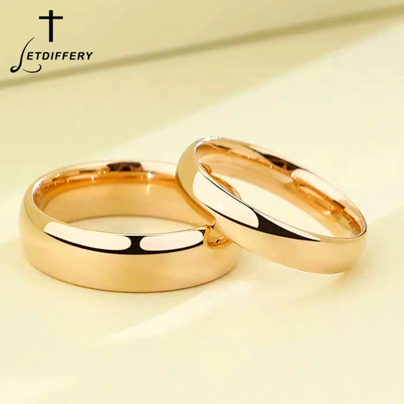 Letdiffery Gold Stainless Steel Couple Rings