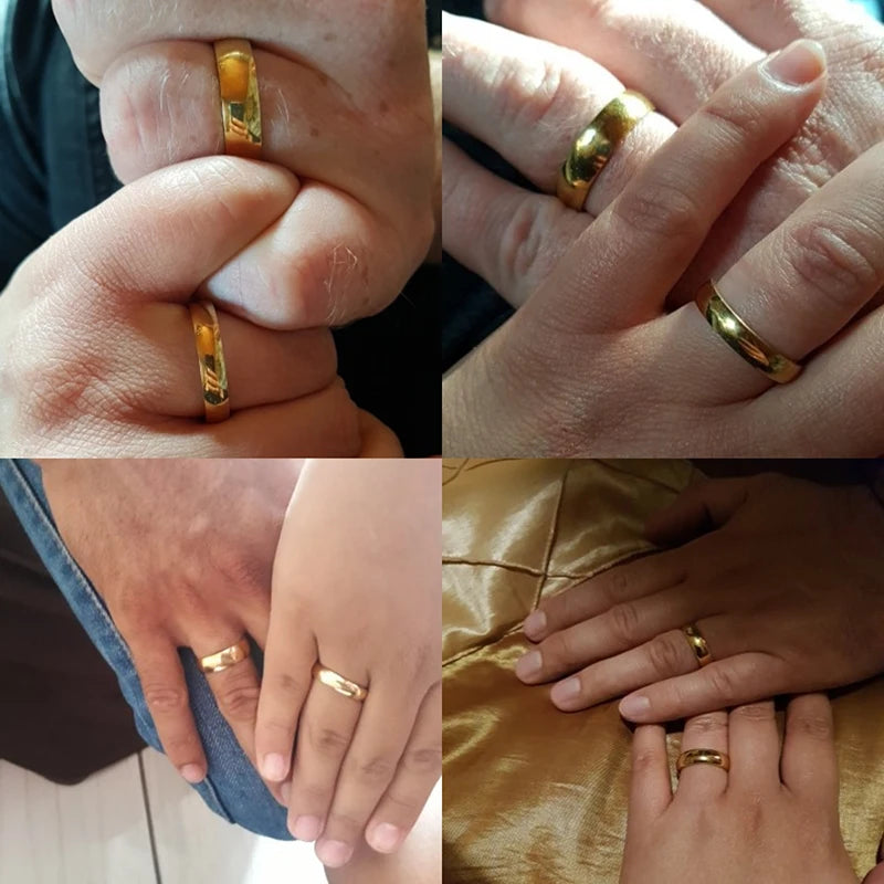 Letdiffery Gold Stainless Steel Couple Rings