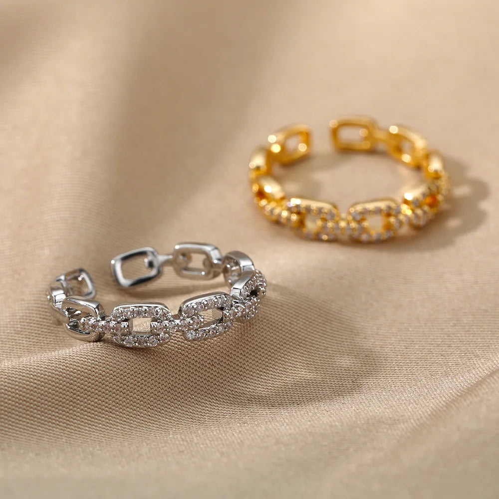 Classic Twist Zircon Stainless Steel Open Ring
