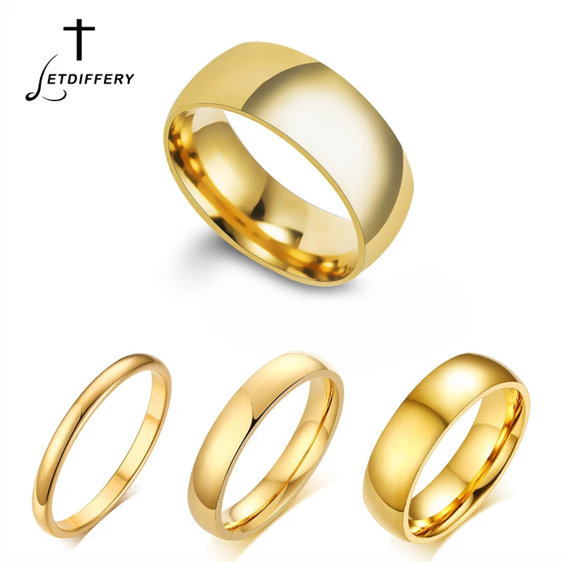 Letdiffery Gold Stainless Steel Couple Rings