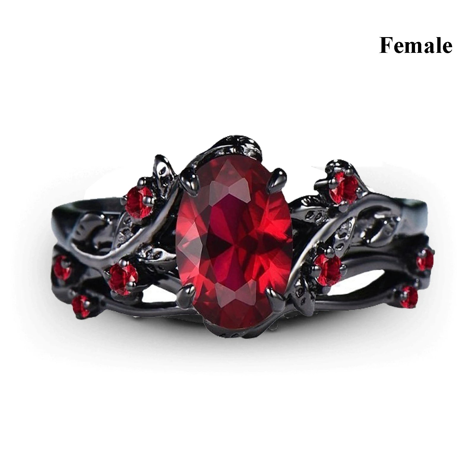 Couple Rings Red Rhinestone Celtic Dragon Stainless