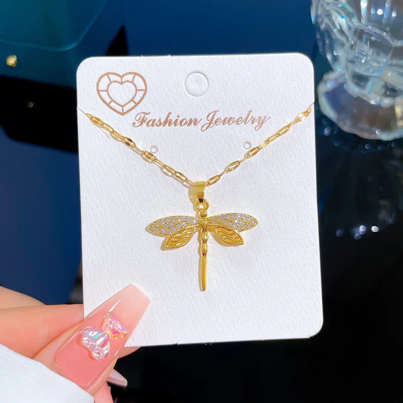 Personalized Dragonfly Pendant Necklace for Women