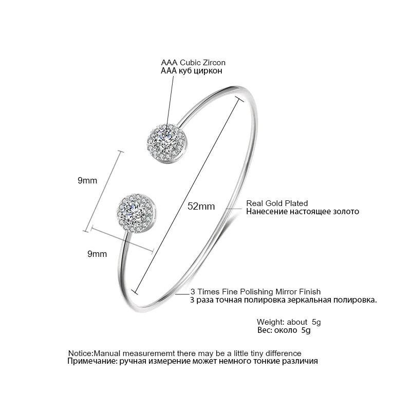 Luxury Geometric Gold Cuff Bangle – CZ Bracelet for Women
