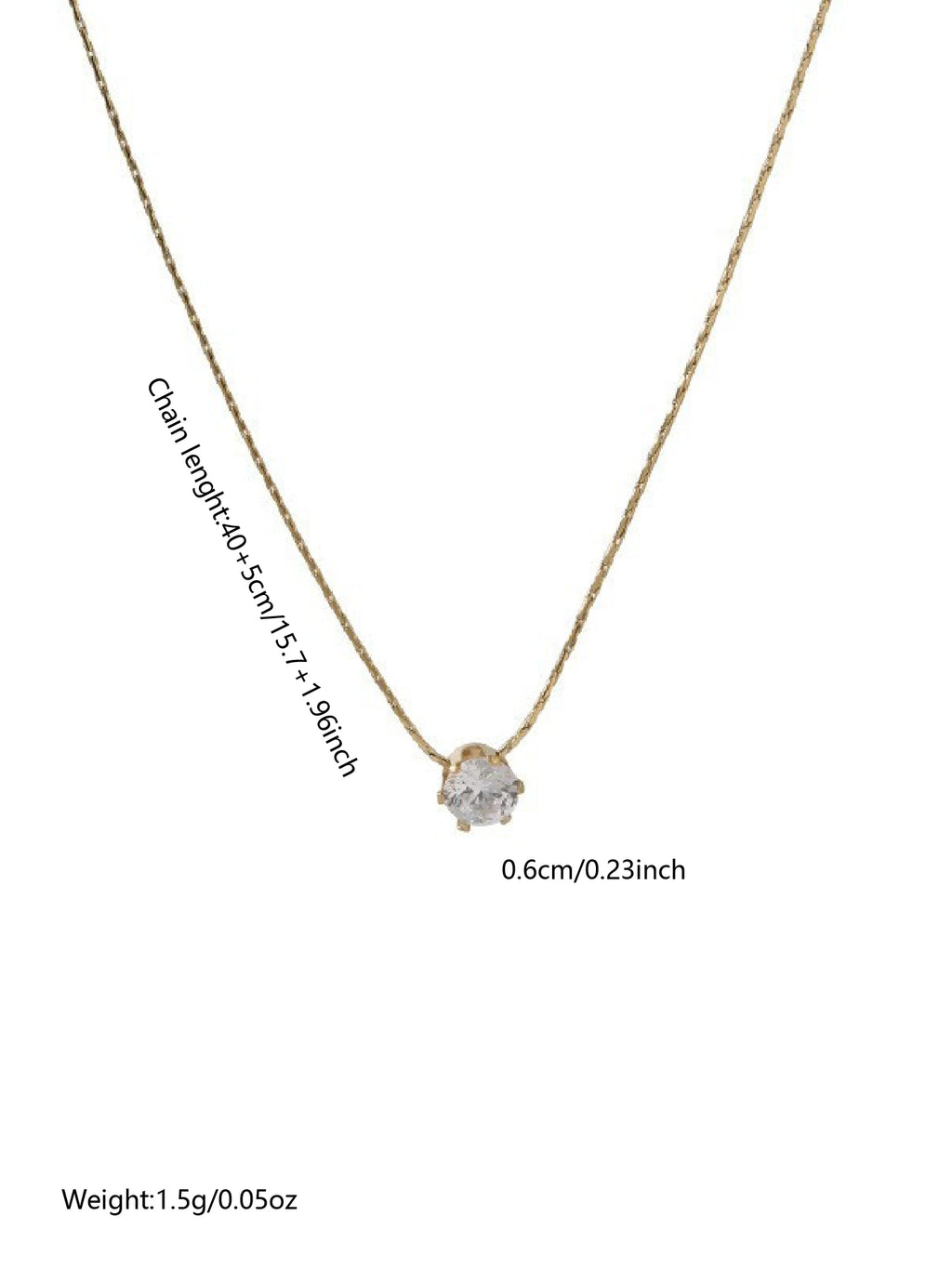 Gold Diamond-Plated Zircon Pendant Necklace – Stainless Steel Jewelry for Women
