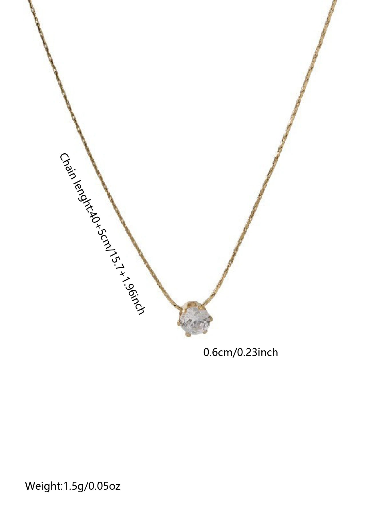 Gold Diamond-Plated Zircon Pendant Necklace – Stainless Steel Jewelry for Women