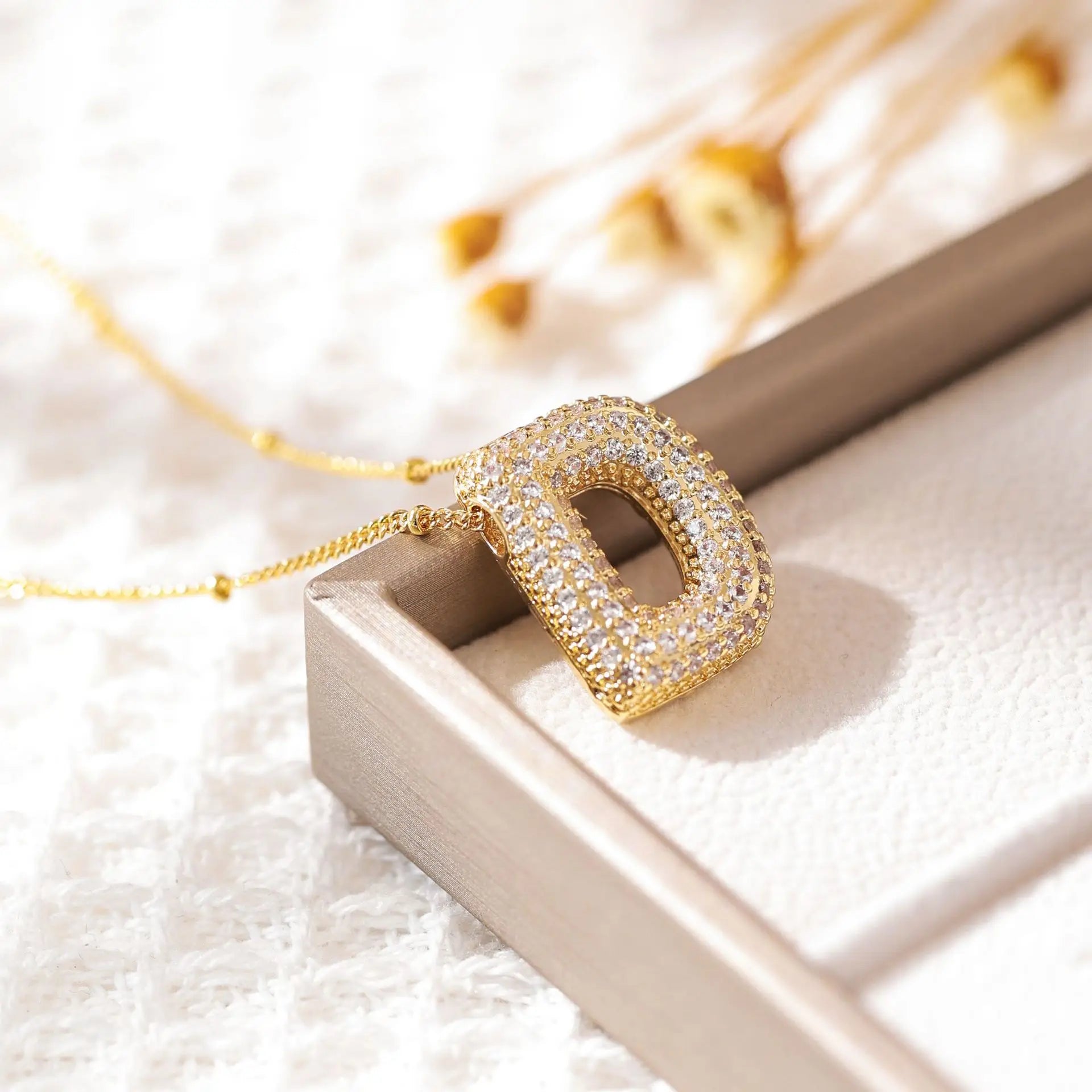 ZAKOL Gold Plated Cubic Zirconia Alphabet Necklace – Monogram Initial Jewelry for Women & Girls