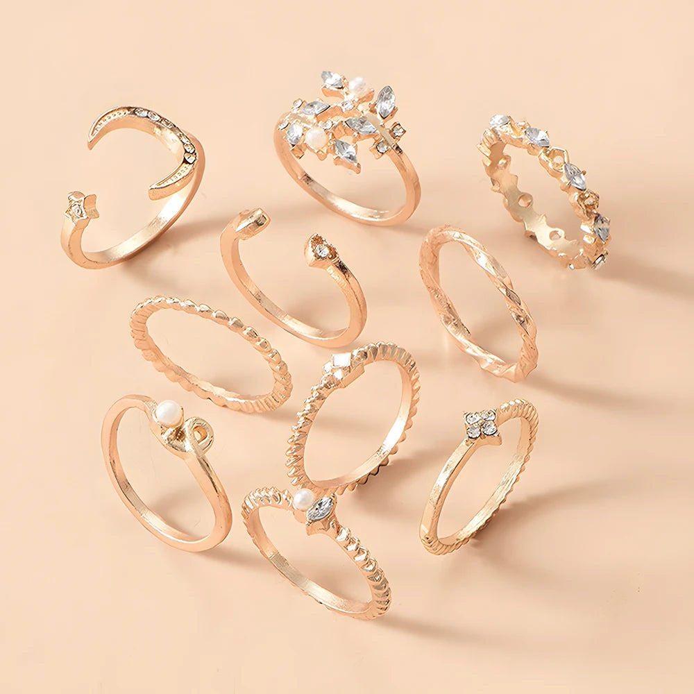 10pcs Boho Gold Ring Set for Women