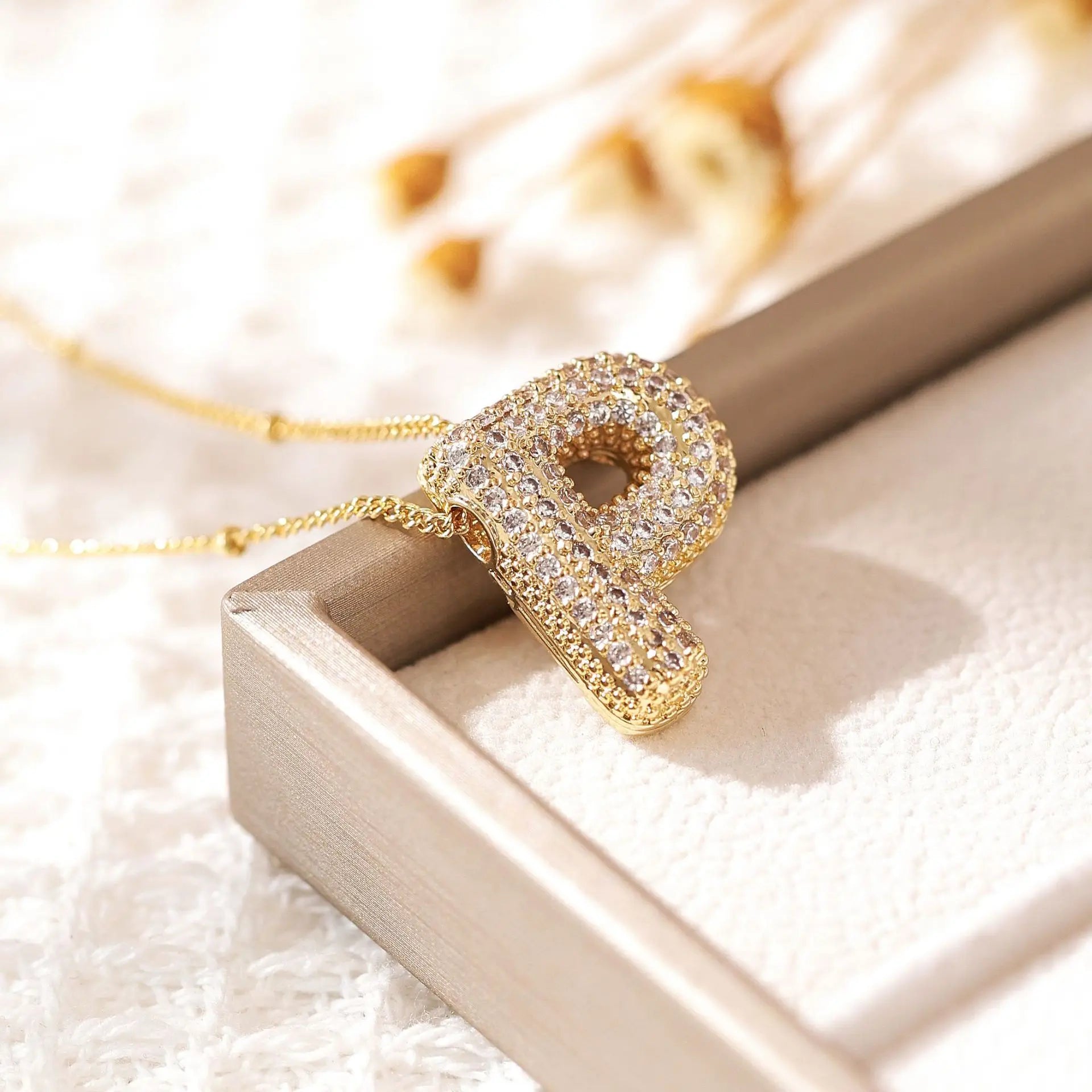 ZAKOL Gold Plated Cubic Zirconia Alphabet Necklace – Monogram Initial Jewelry for Women & Girls