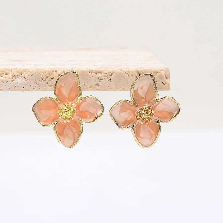 Vintage Flower Stud Earrings – Multi-Colored Jewelry for Women