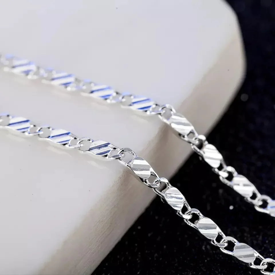 18K Gold & 925 Silver Side Chain Necklace – Unisex 2MM Chain in Multiple Lengths (16–30 Inch)
