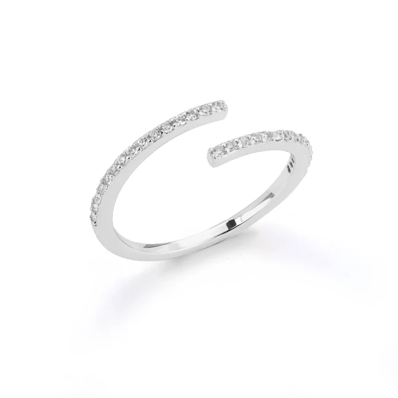 Classic Twist Zircon Stainless Steel Open Ring