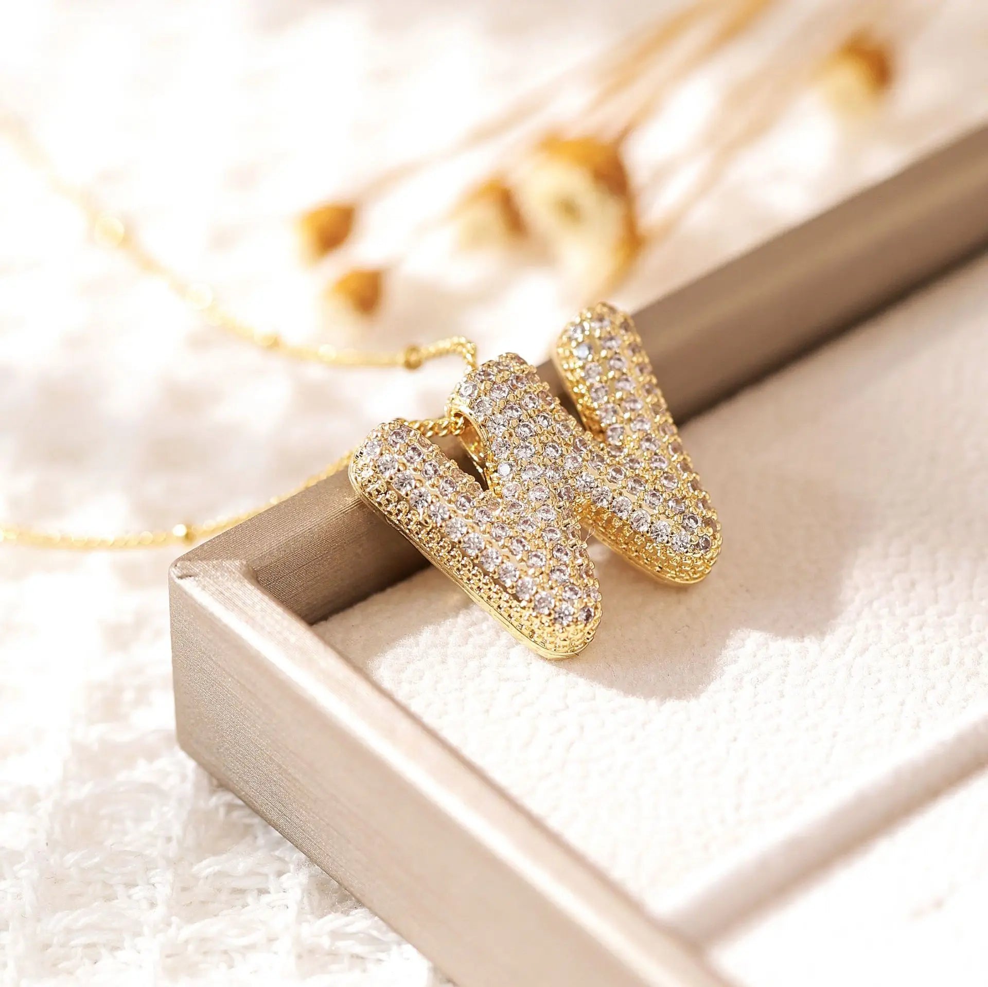 ZAKOL Gold Plated Cubic Zirconia Alphabet Necklace – Monogram Initial Jewelry for Women & Girls