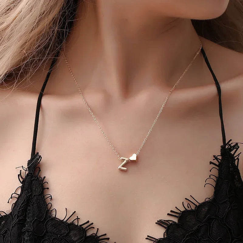 SUMENG Tiny Heart Initial Necklace – Gold & Silver Choker Jewelry for Women