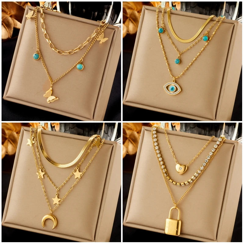 Butterfly Moon Pendant Necklace for Women