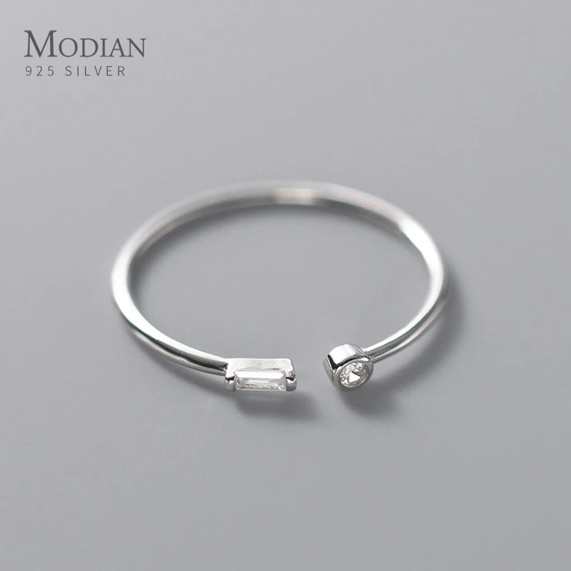 Modian 925 Silver CZ Adjustable Gold Ring