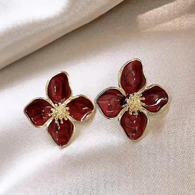 Vintage Flower Stud Earrings – Multi-Colored Jewelry for Women