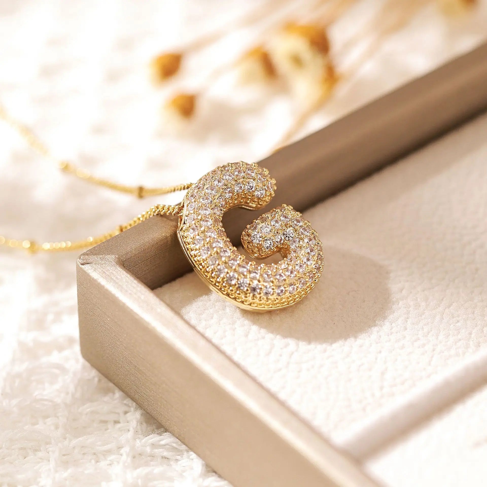 ZAKOL Gold Plated Cubic Zirconia Alphabet Necklace – Monogram Initial Jewelry for Women & Girls