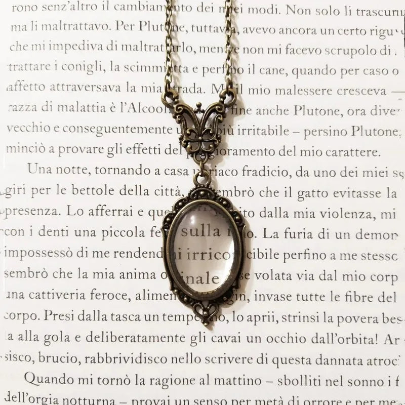 Gothic Vintage Magnifying Glass Pendant Necklace – Steampunk Victorian Jewelry for Women