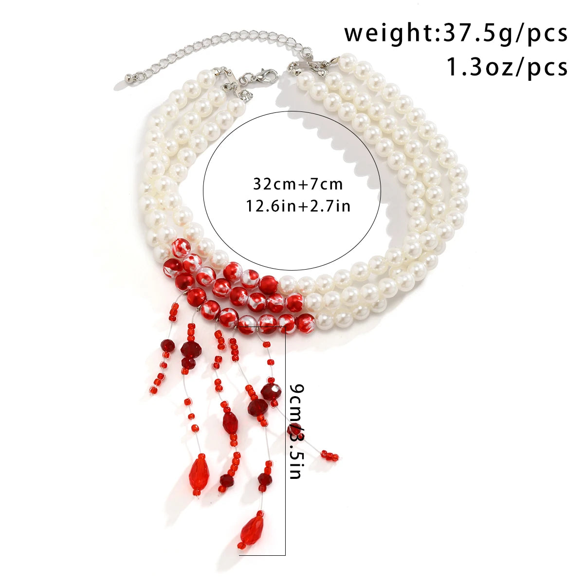 Vintage Red Blood Pearl Tassel Necklace for Women
