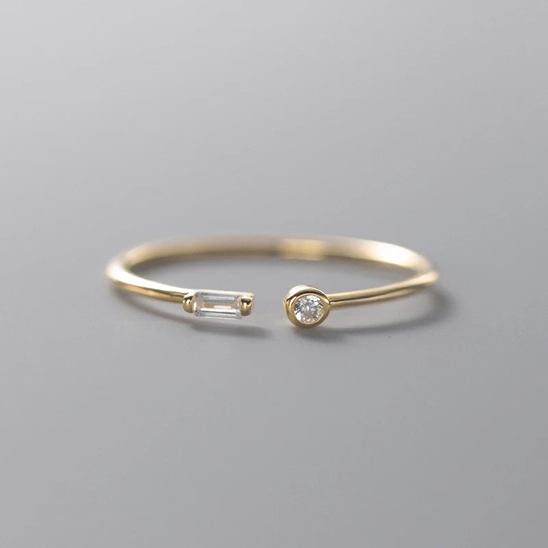 Modian 925 Silver CZ Adjustable Gold Ring