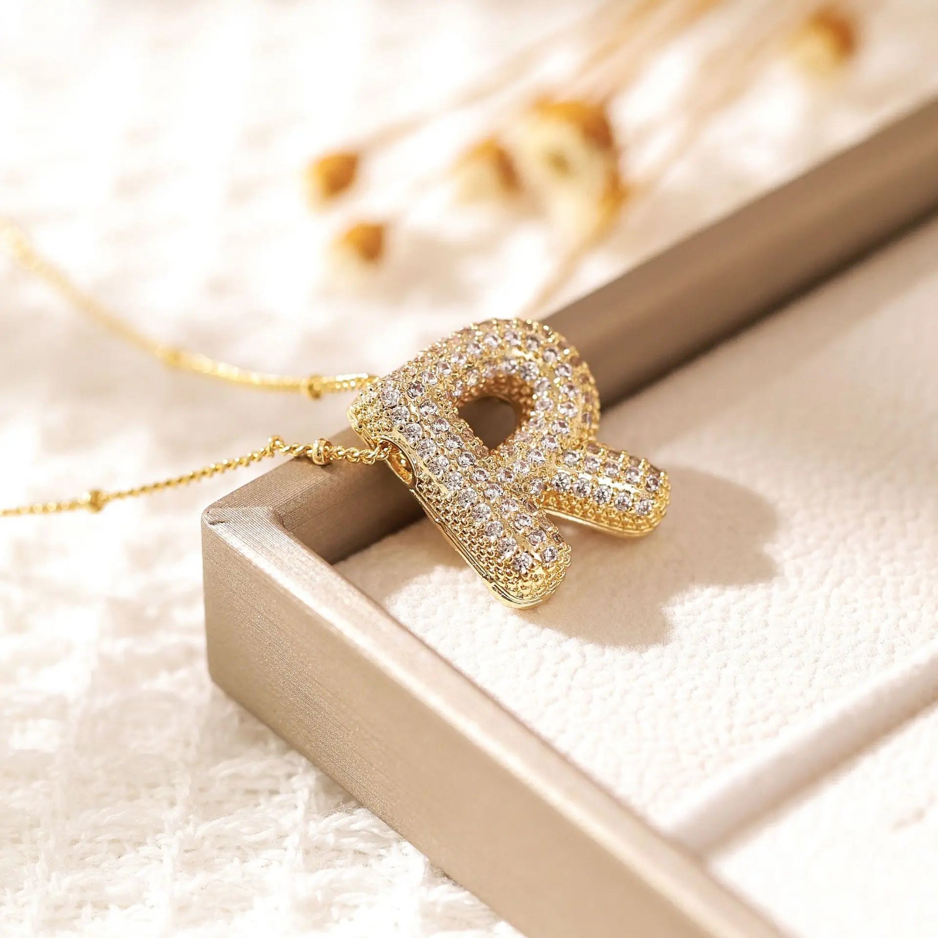 ZAKOL Gold Plated Cubic Zirconia Alphabet Necklace – Monogram Initial Jewelry for Women & Girls