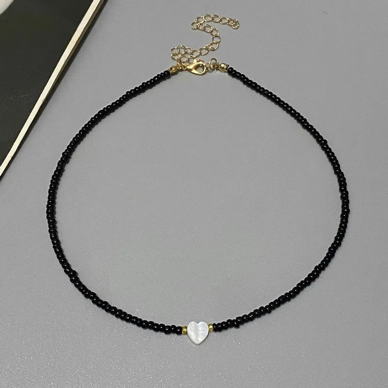 Shell Heart Choker Necklace – Colorful Beads Jewelry for Girls