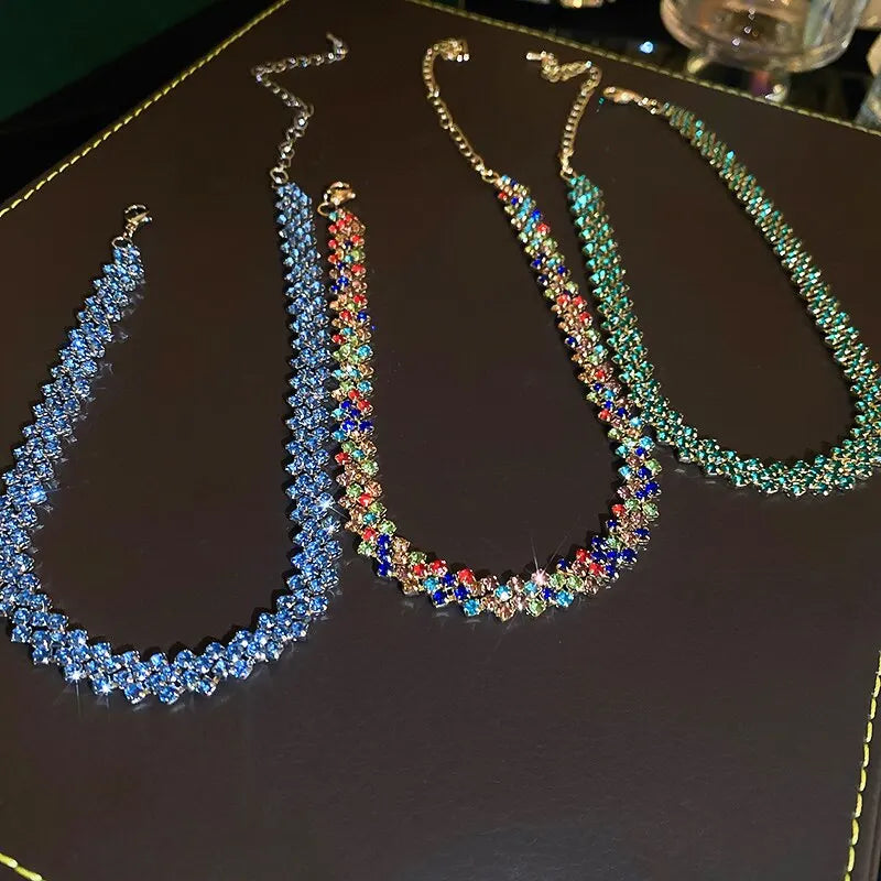 Shiny Rhinestone Choker Necklace for Women