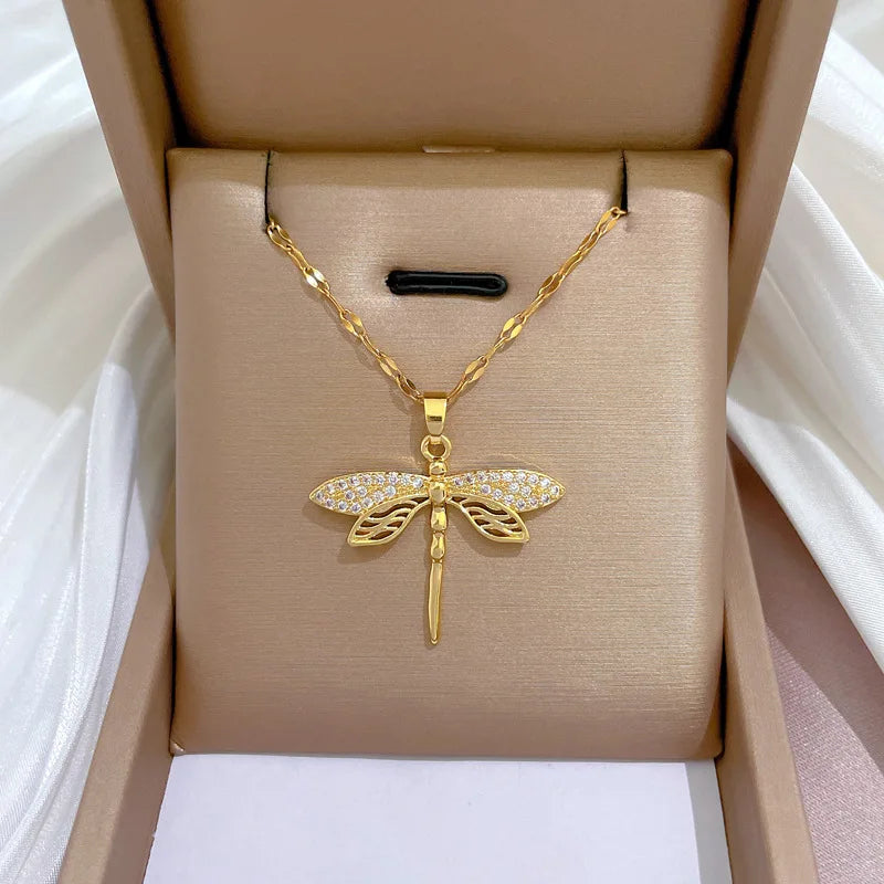 Personalized Dragonfly Pendant Necklace for Women