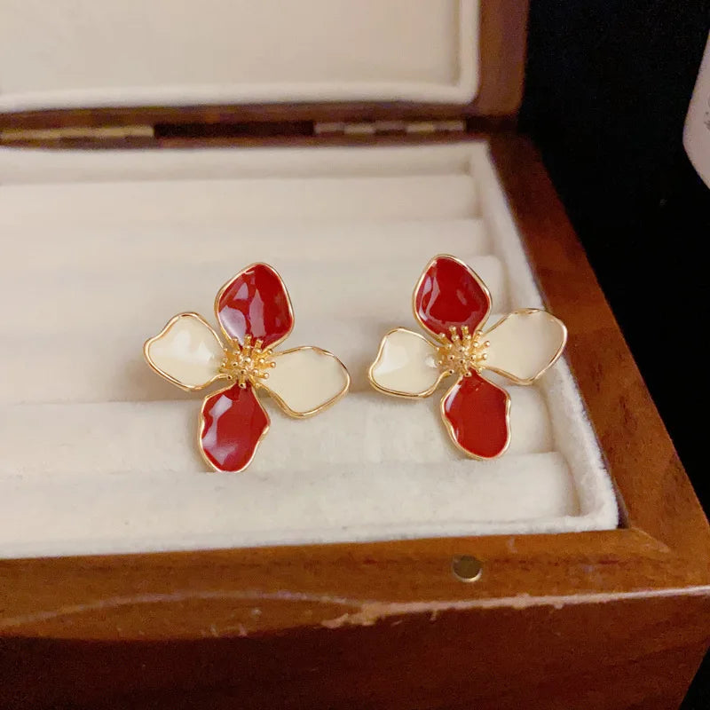Vintage Flower Stud Earrings – Multi-Colored Jewelry for Women