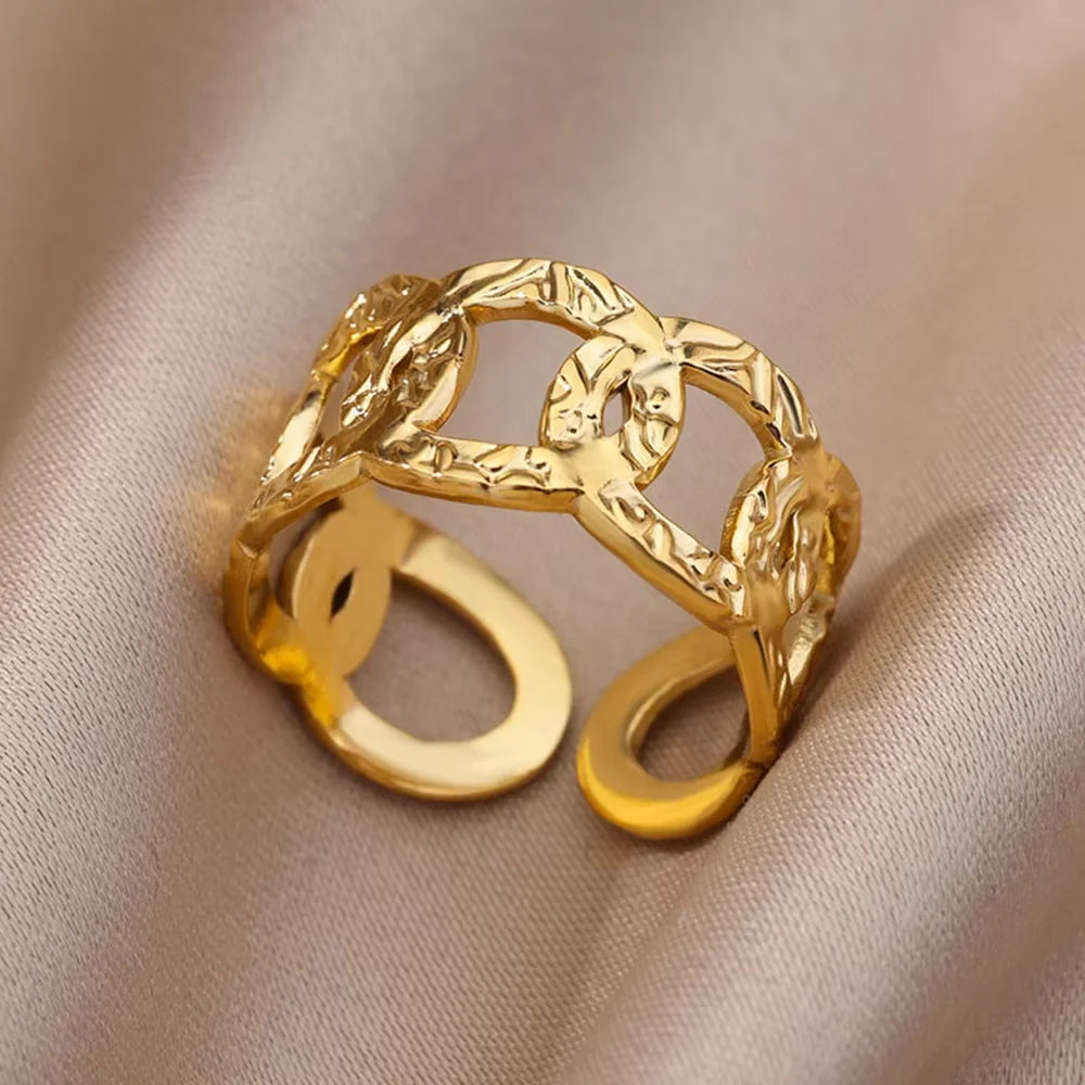 Elegant Gold Bloom Flower Open Ring