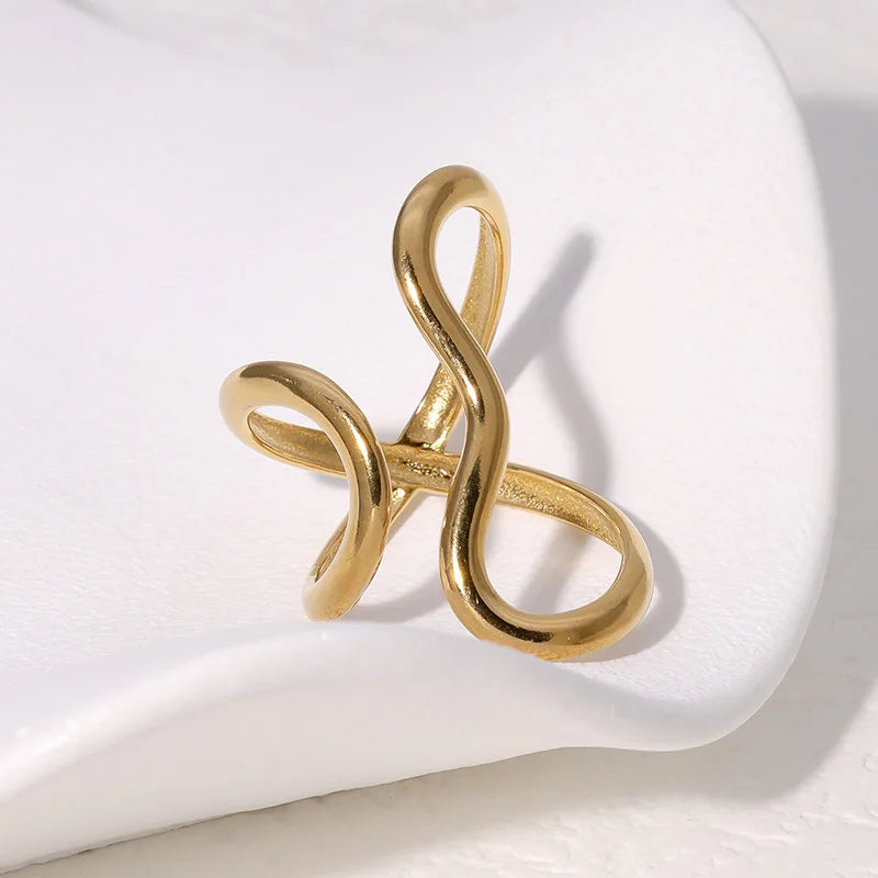 18K Gold Plated Stainless Steel Open Ring – Trendy Women’s Jewelry