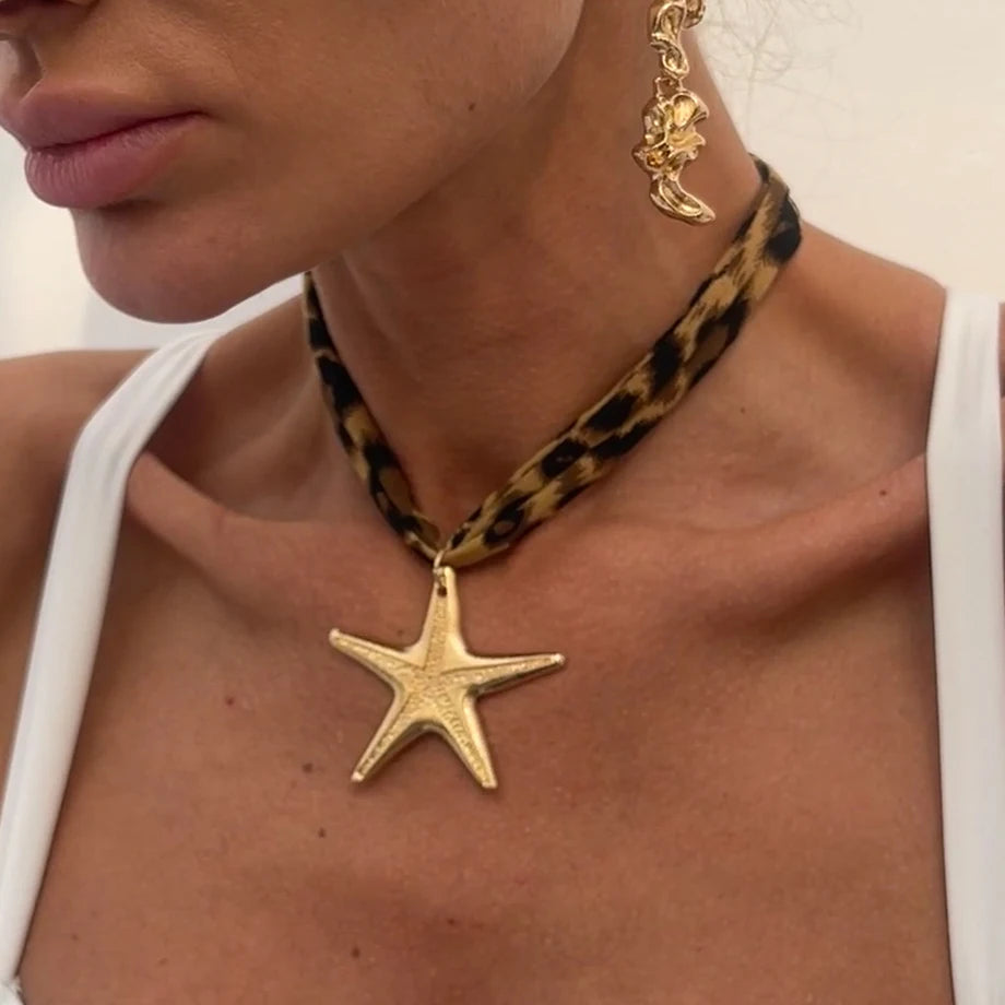 Ingemark 7-Style Ethnic Multilayer Velvet Necklace – Starfish, Heart & Conch Pendant Jewelry for Women