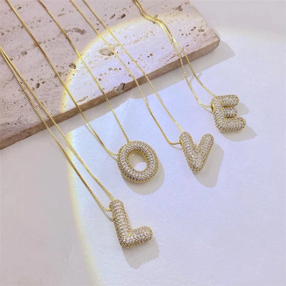 ZAKOL Gold Plated Cubic Zirconia Alphabet Necklace – Monogram Initial Jewelry for Women & Girls