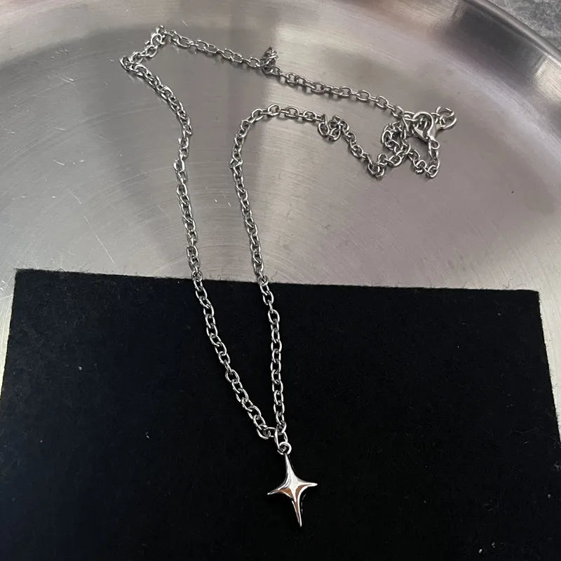 Y2K Fire Heart Teeth Pendant Necklace Unisex