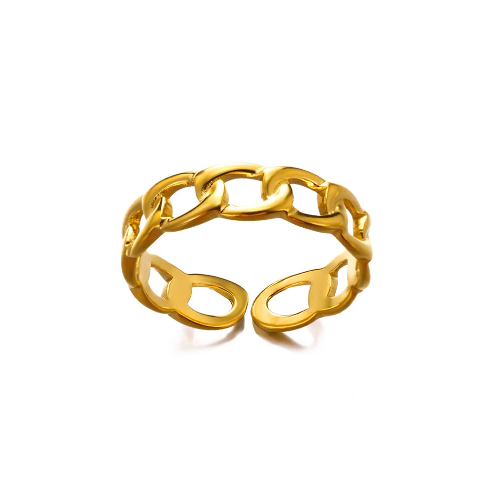 Classic Twist Zircon Stainless Steel Open Ring