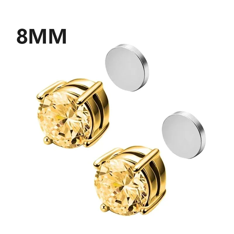 Magnetic Crystal Ear Studs – Non-Piercing Punk Earrings for Men & Women
