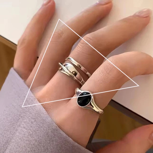 VENTFILLE 925 Silver Geometric Ring for Women