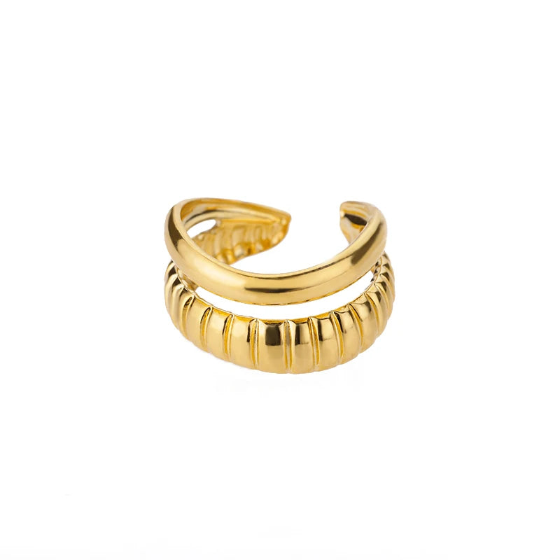 Classic Twist Zircon Stainless Steel Open Ring