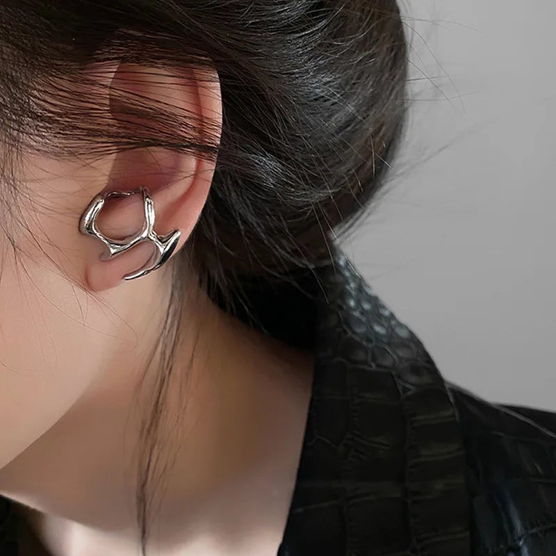 Y2K Silver Liquid Earrings – Punk Geometric Hip-Hop Jewelry for Women