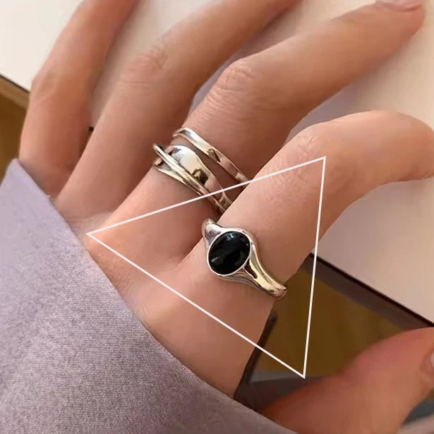 VENTFILLE 925 Silver Geometric Ring for Women