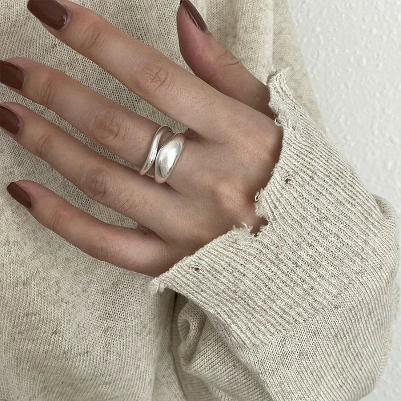 VENTFILLE 925 Silver Geometric Ring for Women
